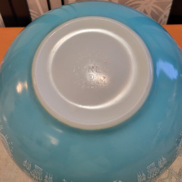 Vintage 4 Qt Pyrex Large Amish Butterprint Mixing Bowl Turquoise #444 - Picture 5 of 8